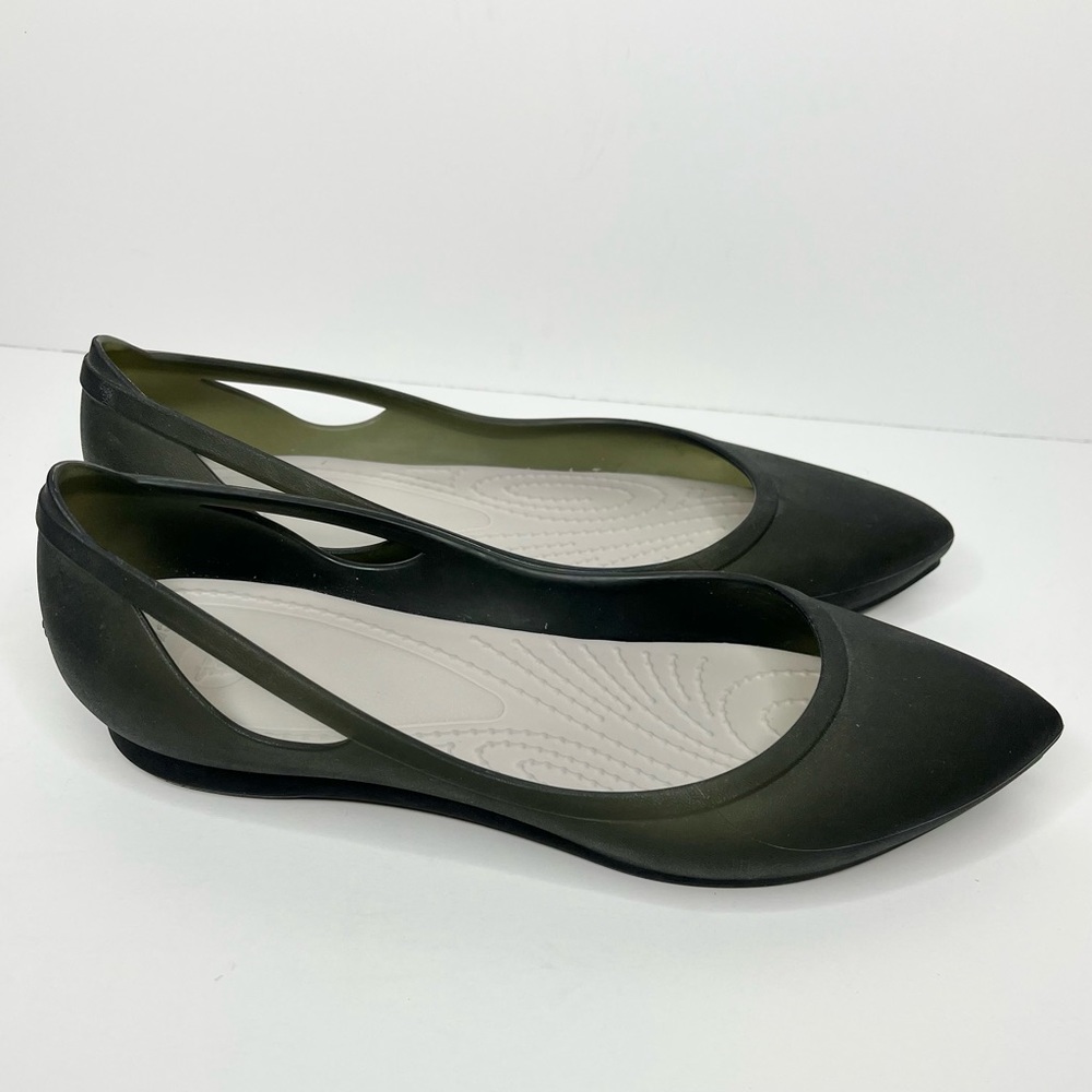 Crocs Women’s Rio Pointed Toe Gray Slip On Ballet Flats Size 5